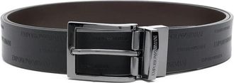 Emporio Armani Omkeerbare leren riem met all-over reli&euml;fletters - Heren - Riemen - Zwart - ONE Size - Leer - Accessoires
