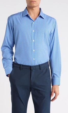 Nautica Slim Fit Check Print Dress Shirt in Light Blue at Nordstrom Rack, Size 14.5 - 32/33