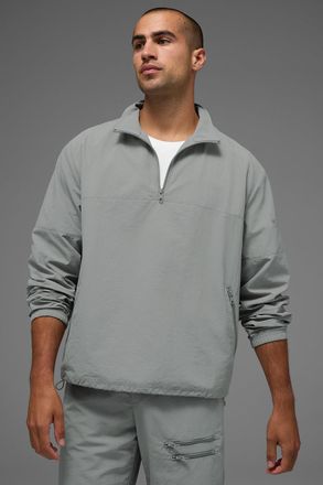 Alo | Light Weight Takeaway Track Pullover Top in Lunar Grey, Size: 2XL