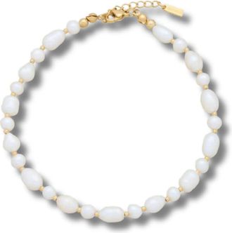 Pompeii3 Leah Pearl Anklet 18k Yellow Gold
