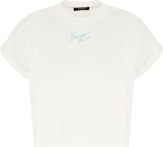 Balmain T-shirt met logo-print - Dames - T-shirts - Wit - M - Katoen - Tops