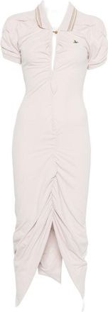 Vivienne Westwood Fitted Midi Dress With Ruched Detailing And Polo Collar