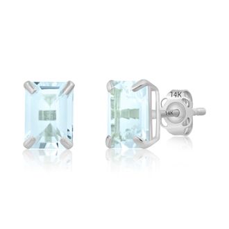 MAX + STONE 14k Yellow or White Gold Solitaire 7x5mm Gemstone Stud Earrings