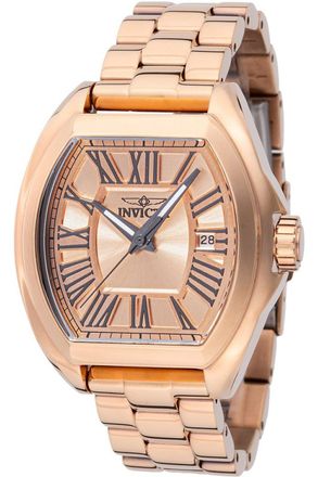 Invicta Angel 48582 Dameshorloge - Quartz Uurwerk - Roestvrij Staal met Roze Gouden Wijzerplaat - 38 mm