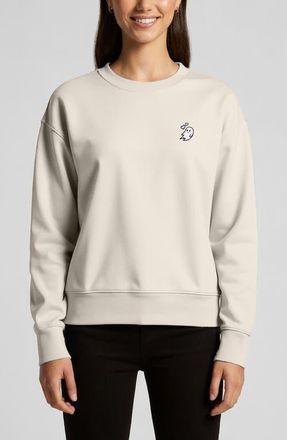 Dalix Heartly Ghost Relaxed Fleece Crewneck Sweatshirt in Ecru at Nordstrom, Size Xx-Large