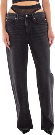 Alexander Wang Slit Hem Jeans With Prestyle Hotfix Undie, Waist Size 28