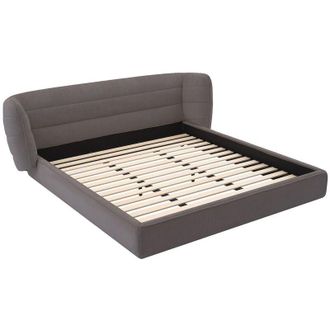 Vente-Unique Vente-unique - Letto 160 x 200 cm con testata letto curva Tessuto bouclette Grigio - larumo della Maison C&eacute;phy