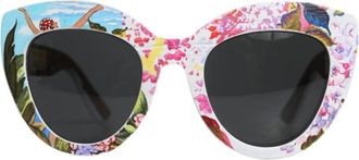 Dolce & Gabbana Multicolor Bloemen Handgeschilderde Zonnebril - Dames - Zonnebrillen - Veelkleurig - ONE Size - Accessoires
