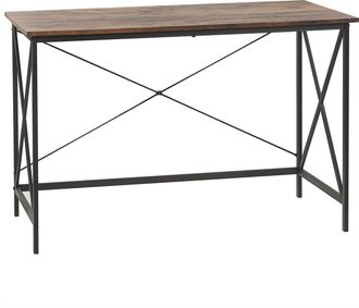 Beliani Beliani - Escritorio De Madera Oscura Tablero Mdf Negro 115 X 60 Cm Patas De Metal Oficina En Casa Industrial Futon