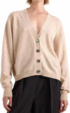 Brodie Sparkle Cashmere Cardigan In Cygnet