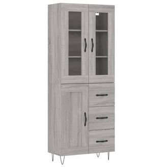 vidaXL Vidaxl - Aparador Alto Madera Contrachapada Gris Sonoma 69,5x34x180 Cm