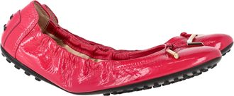Tod's TodS Pre-owned Womens Scrunch Ballet Flats in Red Patent Leather - Size 39.5 EU/IT