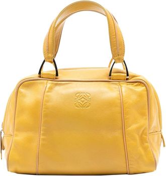Loewe Pre-owned Handbags, female, Yellow, Size: ONE SIZE Pre-owned Leather Top Handle Bag