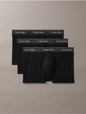 Calvin Klein Mens Icon Cotton Stretch Limited Edition 3-Pack Trunk - Black - XL