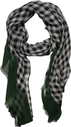 Dolce & Gabbana Green White Napoli Silk Gingham Shawl Womens Scarf