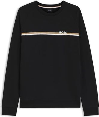 BOSS Authentic Stripe Sweatshirt in Black at Nordstrom, Size Xx-Large