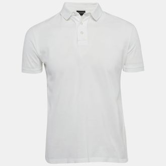 Emporio Armani White Cotton Pique Polo T-Shirt