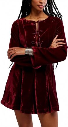 Free People Linney Velvet Mini Dress In Cabernet