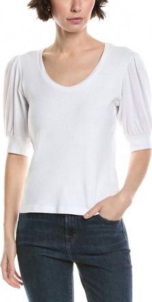 Michael Stars Rosario Puff Sleeve Knit Top In White