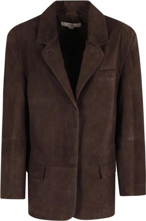 Remain Koffie Suede Oversized Blazer - Dames - Blazers - Bruin - XS - Su&egrave;de - Jassen