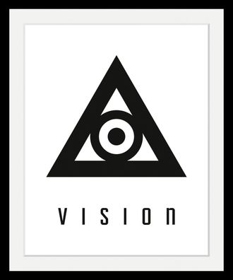 Queence Bild »Vision« Motivationsbilder Schriftzug Schriftzüge Schwarz-Weiss HD Premium Poster-Druck inkl. Holzrahmen