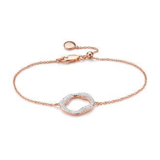 Monica Vinader Rose Gold Riva Diamond Circle Chain Bracelet Diamond
