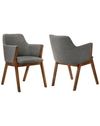 Armen Living Renzo Walnut Wood Dining Side Chairs, Set Of 2