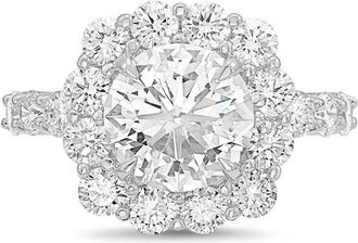 Diana M. Jewels 14kt white gold 3.00cts Lab-Grown Round Diamond Halo Ring with Diamond Band