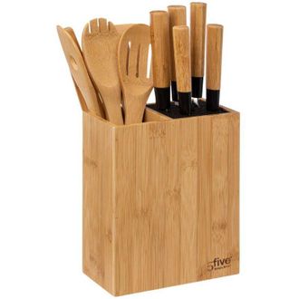 5five Simply Smart 5five - Bloque De 5 Cuchillos Y 5 Utensilios Con Mango De Bamb&uacute;