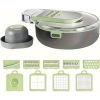 OEM Cortador De Verduras 9 En 1, Cortador De Frutas Multifuncional, Rallador Manual, Cortador De Verduras, Rebanador Con Recipiente, Picador De Cebolla, R
