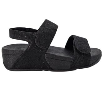 FitFlop Lulu Adjustable Shimmerlux Back Strap Polyester Womens Slingbacks Sandals - All Black - Size:UK 5.5
