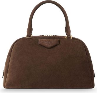Givenchy Handbags, female, Brown, Size: ONE SIZE Double Handle Suede Handbag