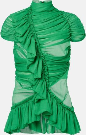 Dries Van Noten Top in seta con volant