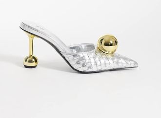 JW PEI Sofia - Sabot intrecciati color argento con tacco a sfera color oro-Multi