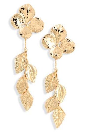 Nordstrom Rack Floral Leaf Drop Earrings in Gold at Nordstrom Rack