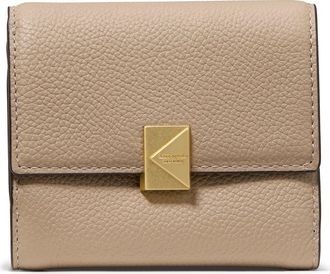 Kate Spade New York deco small pebbled leather flat wallet in Timeless Taupe at Nordstrom