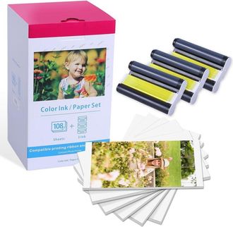 OEM Papel Fotogr&aacute;fico Y Cartucho De Repuesto Para Canon Selphy Cp1300, Compatible Con Canon Selphy Cp1500 Cp1200 Cp1000 Cp910, Kp-108in 3115b001(aa), 3 Ca