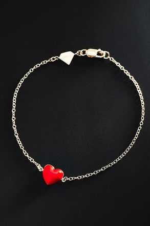 Anthropologie Alison Lou Heart Charm Bracelet