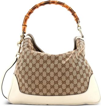 Gucci Diana Bamboo Shoulder Bag GG Canvas Medium hobo bag - Marrone