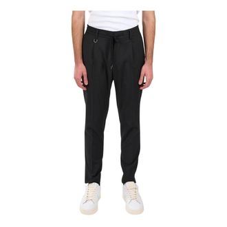 Paolo Pecora Slim-fit Trousers, male, Black, XL, Wool Blend Trousers with Hidden Closure