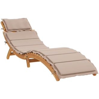 vidaXL Vidaxl - Tumbona Con Coj&iacute;n Taupe Madera Maciza De Acacia