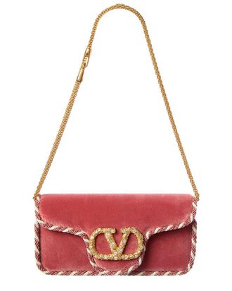Valentino Vlogo Velvet Shoulder Bag