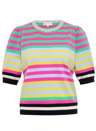 Maison Common Womens Short Sleeve Stripe Pullover Sweater In Multi