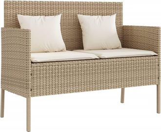 vidaXL Vidaxl Panca Da Giardino Con Cuscini Beige In Polyrattan