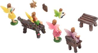 OEM Conjunto De 10 Estatuillas Vintage De Resina Para Jard&iacute;n De Hadas Con Flores Y Conejos