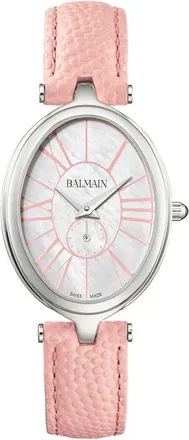 Balmain Haute Elegance Oval Leather Strap Watch, 26mm x 32mm in Stainless Steel at Nordstrom