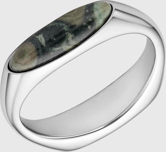 Diesel Stainless Steel Signet Ring - Rings - Unisex - Silver