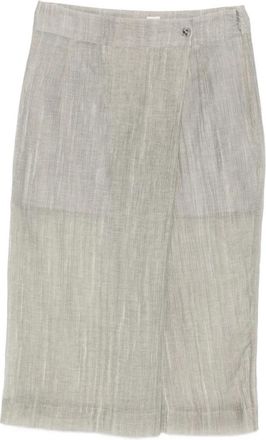 The Garment Delfi Button Wrap Midi Rok - Dames - Midirokken - Grijs - 2XS - Polyester - Rokken
