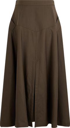 Burberry Womens Long Skirt Wool Gabardine Bright Copper