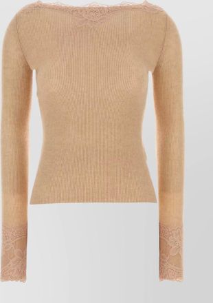 Valentino Garavani cashmere t-shirt lace trim